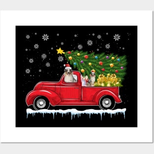 Red Truck pick up Australian Shepherd Christmas  lover gift T-Shirt Posters and Art